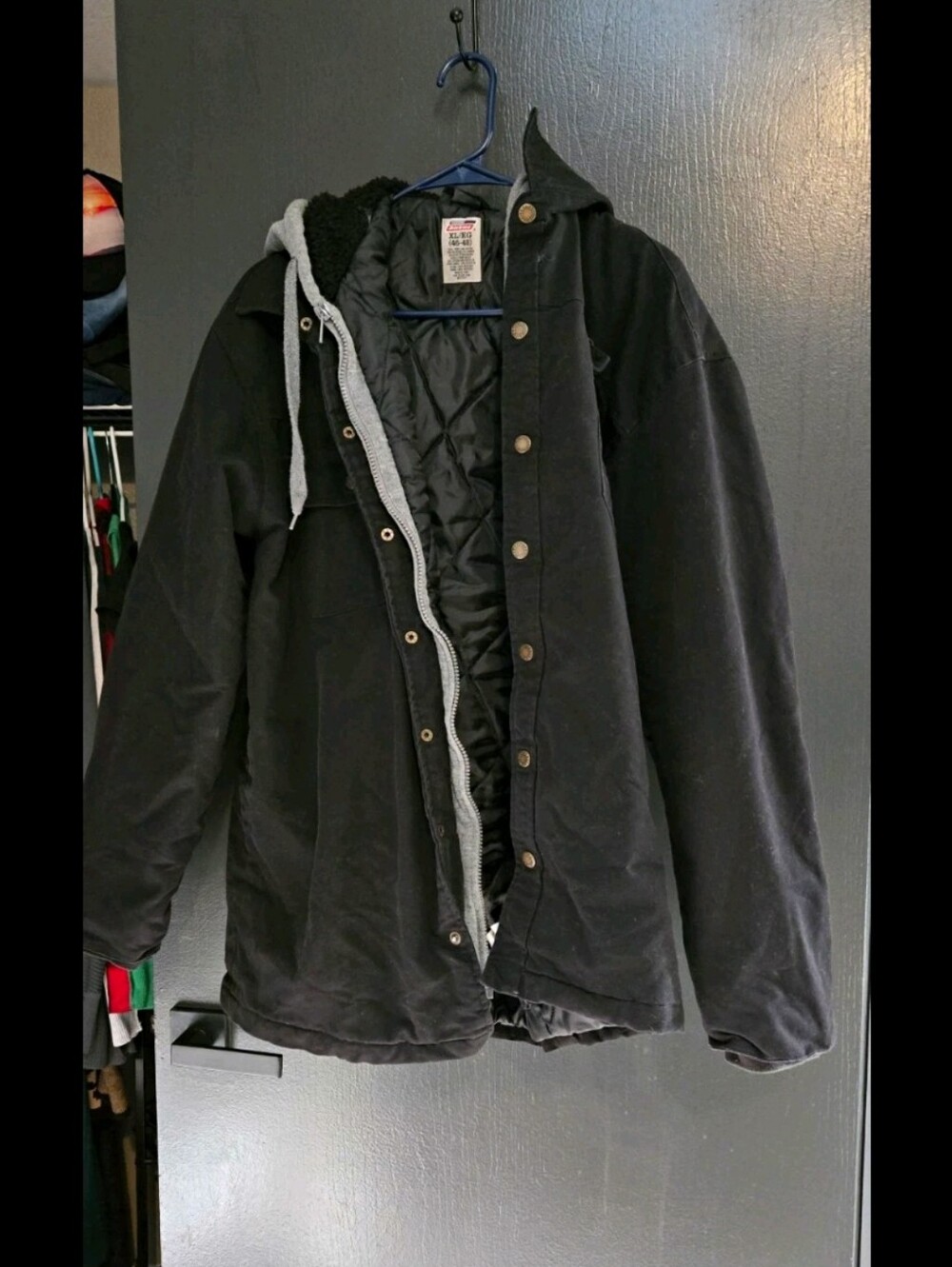 Dickies XL (46-48) Black Heavy Quilted Hooded Work Jacket